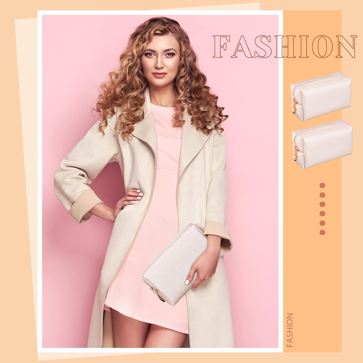 Cunno 20 Pcs Preppy Makeup Bags PU Leather Cosmetic Pouch with Zipper Waterproof Make up Bags Toiletry Beauty Container for Women Bridal Shower Favors End of the Year Teacher Gifts(Golden) - Image 5