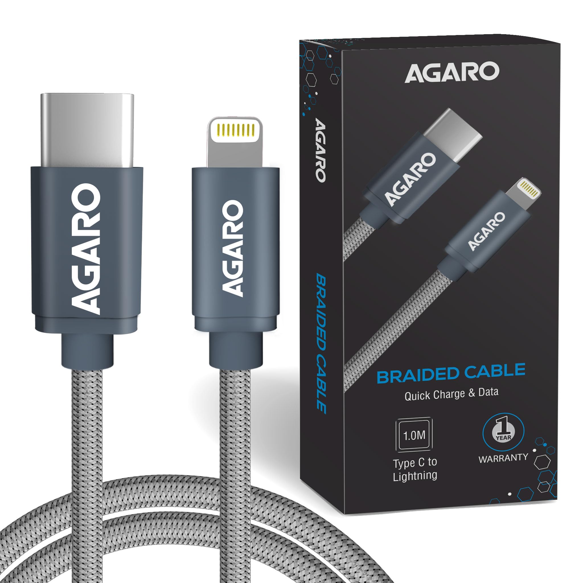 AGARO Blaze Type C to Lightning Nylon Braided cable 1M (B0CKW62QGF) Amazon Price History, Amazon Price Tracker