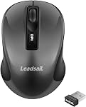 LeadsaiL Souris sans fil, 2.4G Souris sans fil Portable Slim Moins de bruit pour la souris optique d'ordinateur portable 4 Boutons, AA Batterie incluse, USB Souris pour ordinateur portable, Bureau, MacBook