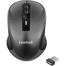 Leadsail Wireless Slim Cordless Mouse, 2.4G USB Mouse for Laptop, Desktop, MacBook - Less Noise, Optical, 4 Buttons