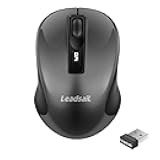 Leadsail Wireless Slim Cordless Mouse, 2.4G USB Mouse for Laptop, Desktop, MacBook - Less Noise, Optical, 4 Buttons