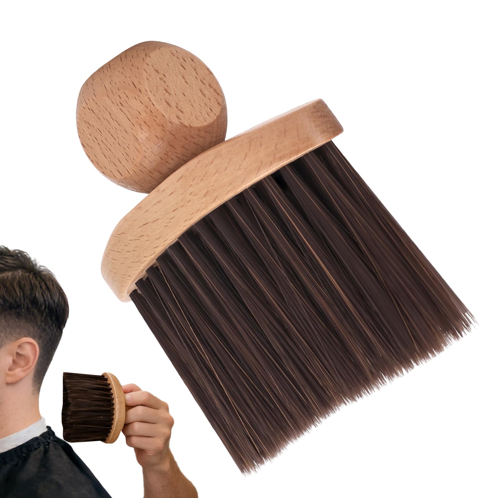 Spazzola per collo da, con setole morbide, spazzola per spolverare i capelli con manico in legno, per barbieri, saloni di bellezza, case residenziali, appartamenti, parrucchieri, uomini