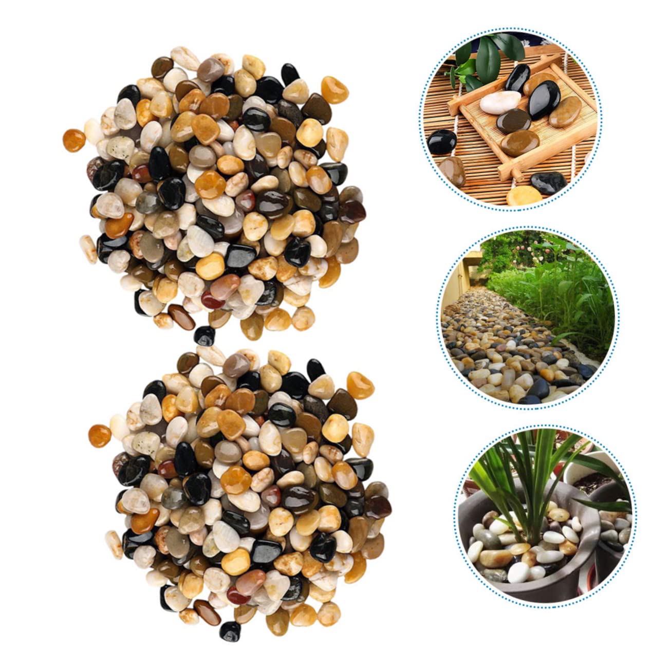 VICASKY Ciottoli Naturali Levigati per Acquario 2 Borse di Ciottoli Decorativi in Pietra per Paesaggistica e Contenitore di Cactus, Materiale Pietra Lucida e Creativa
