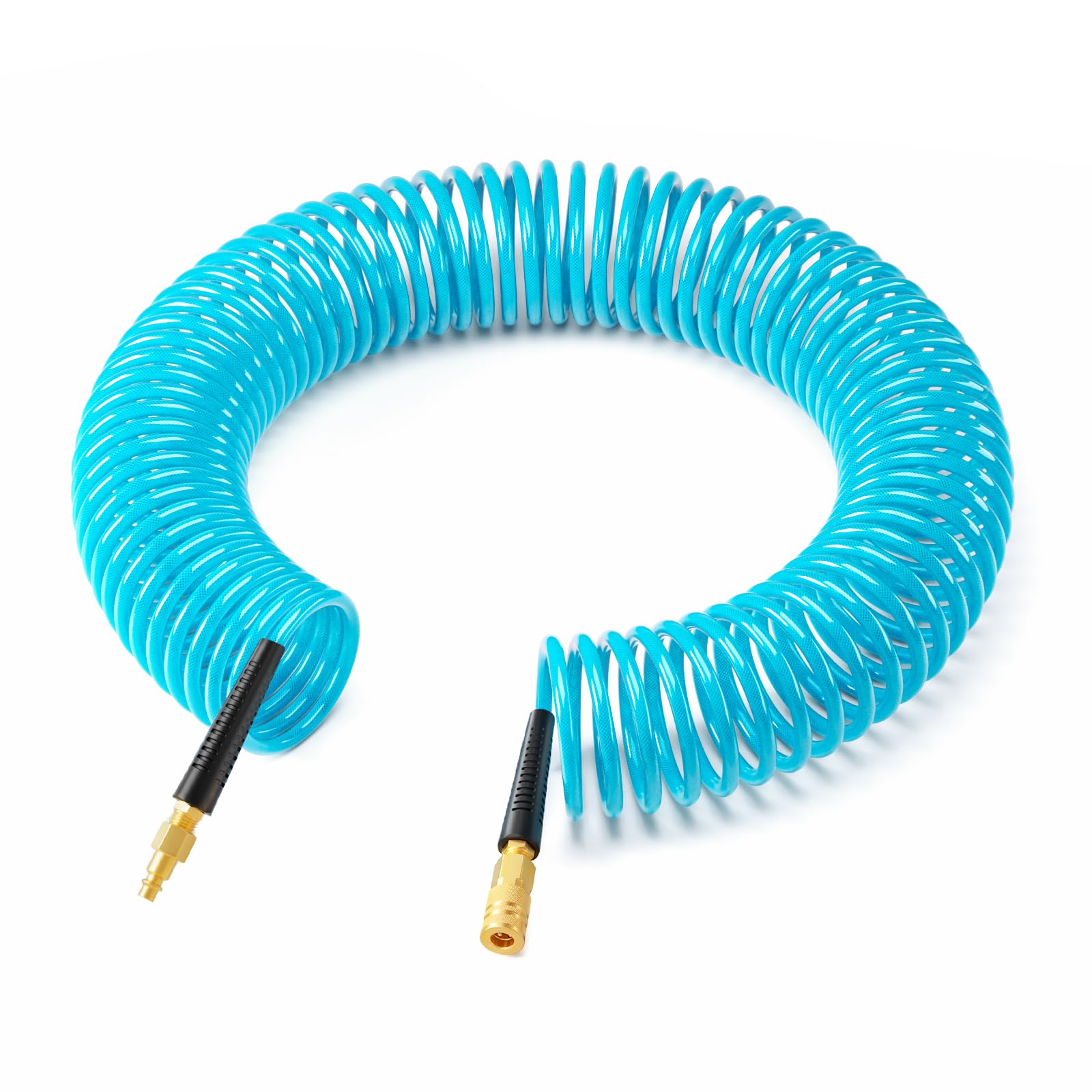 GASHER 1/4" x 50FT Polyurethane Recoil Air Hose with Quick Coupler Blue
