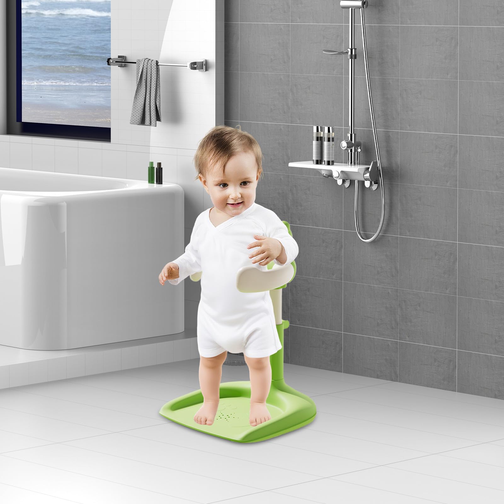 Baby Bad Steh-Dusche,Baby Badewannen Unterstützungsständer - Verstellbarer Gestellhalter mit rutschfester Basis für Zuhause Kinderzimmer Mütter Eltern Mädchen Kinder 0-36 Monate