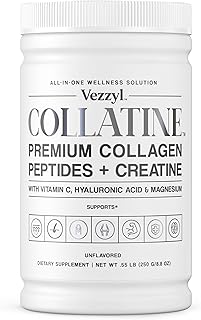 Collatine - Premium Collagen Peptides + Creatine with Vitamin C, Hyaluronic Acid and Magnesium for Skin, Hair, Nails, Bone & Joint, Muscle, Immune and Cognitive Aid (.55 LB (250 G/8.8 OZ)