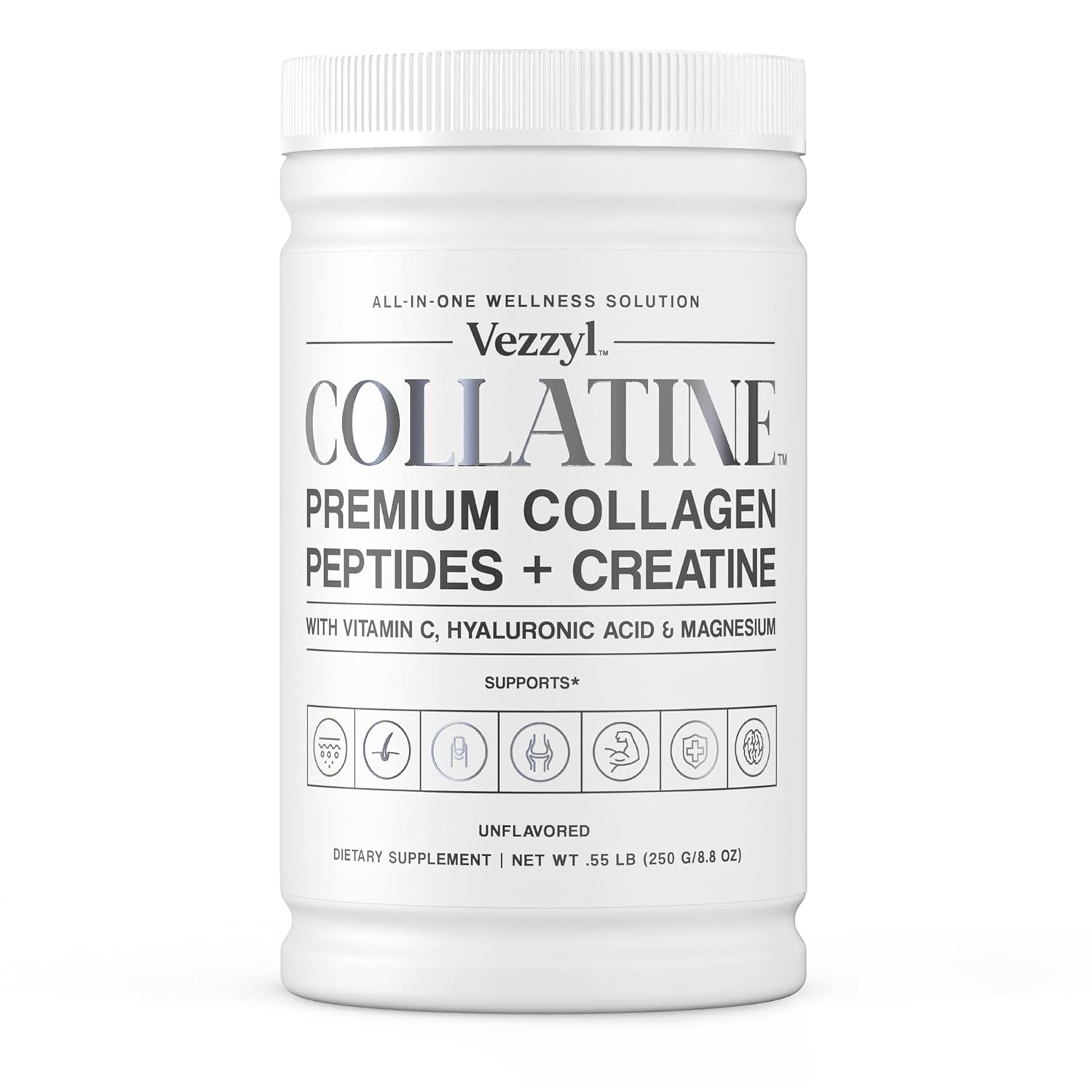 Collatine - Premium Collagen Peptides Creatine with Vitamin C Hyaluronic Acid and Magnesium for Skin Hair Nails Bone