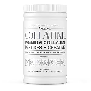 Collatine - Premium Collagen Peptides Creatine with Vitamin C Hyaluronic Acid and Magnesium for Skin Hair Nails Bone