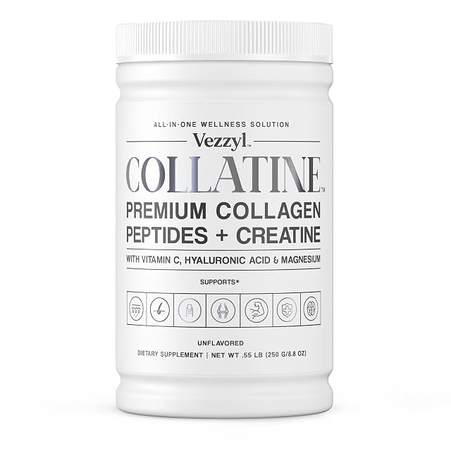 Collatine - Premium Collagen Peptides Creatine with Vitamin C Hyaluronic Acid and Magnesium for Skin Hair Nails Bone