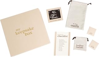 Pearhead My Keepsake Box, Baby Milestone 기념품 | 리넨 포장 가족 가보 보관 상자, 완벽한 아기 정리함 세트, 25.4 x 25.4cm(10 x 10인치)