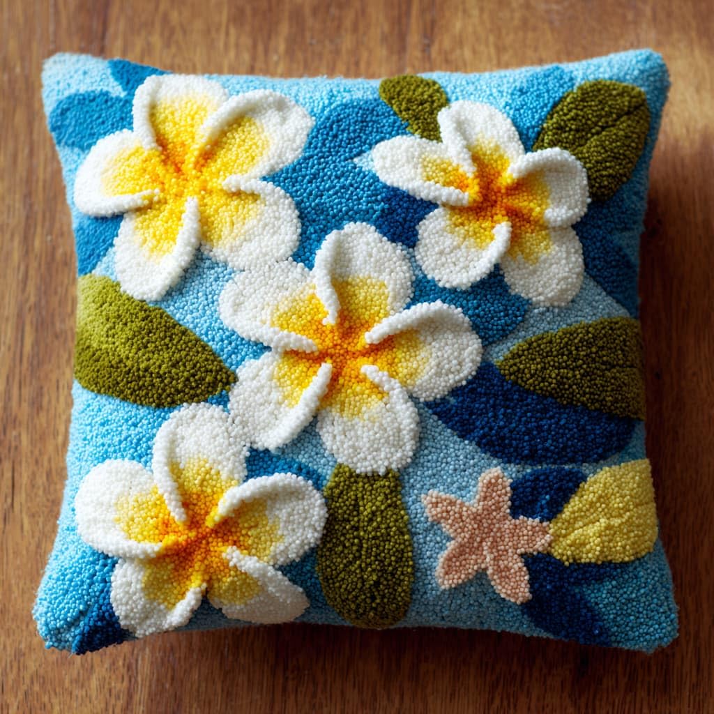 WallustrioaW Latch Hook Cushion Kits,Frangipani