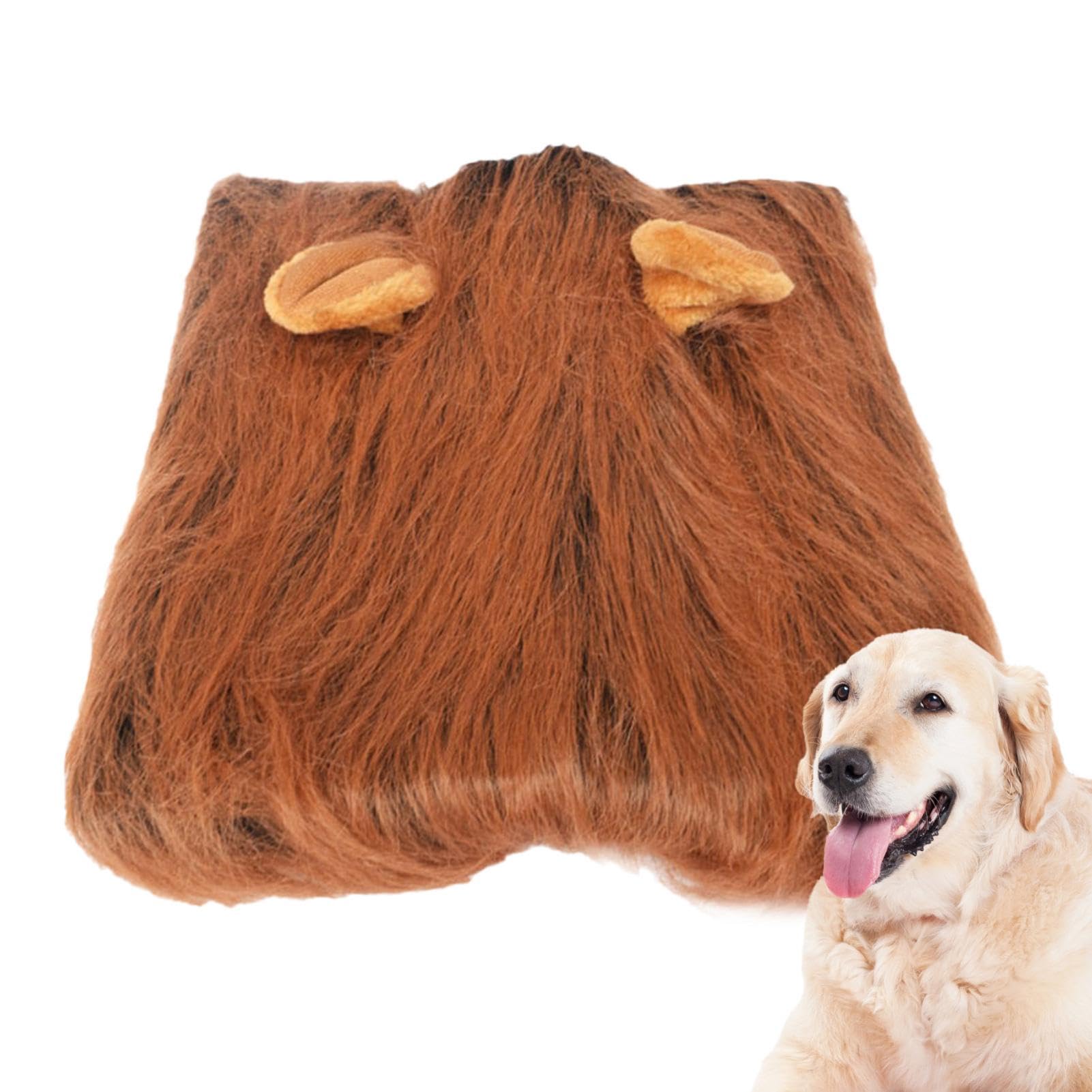 Melena De León para Perro - Disfraz De León para Perro, Disfraz De Melena De León Ligera Y Realista Cubierta De Cabeza De León para Perro Mascota Cubierta De Cabeza De León Divertida Sombrero Peluca
