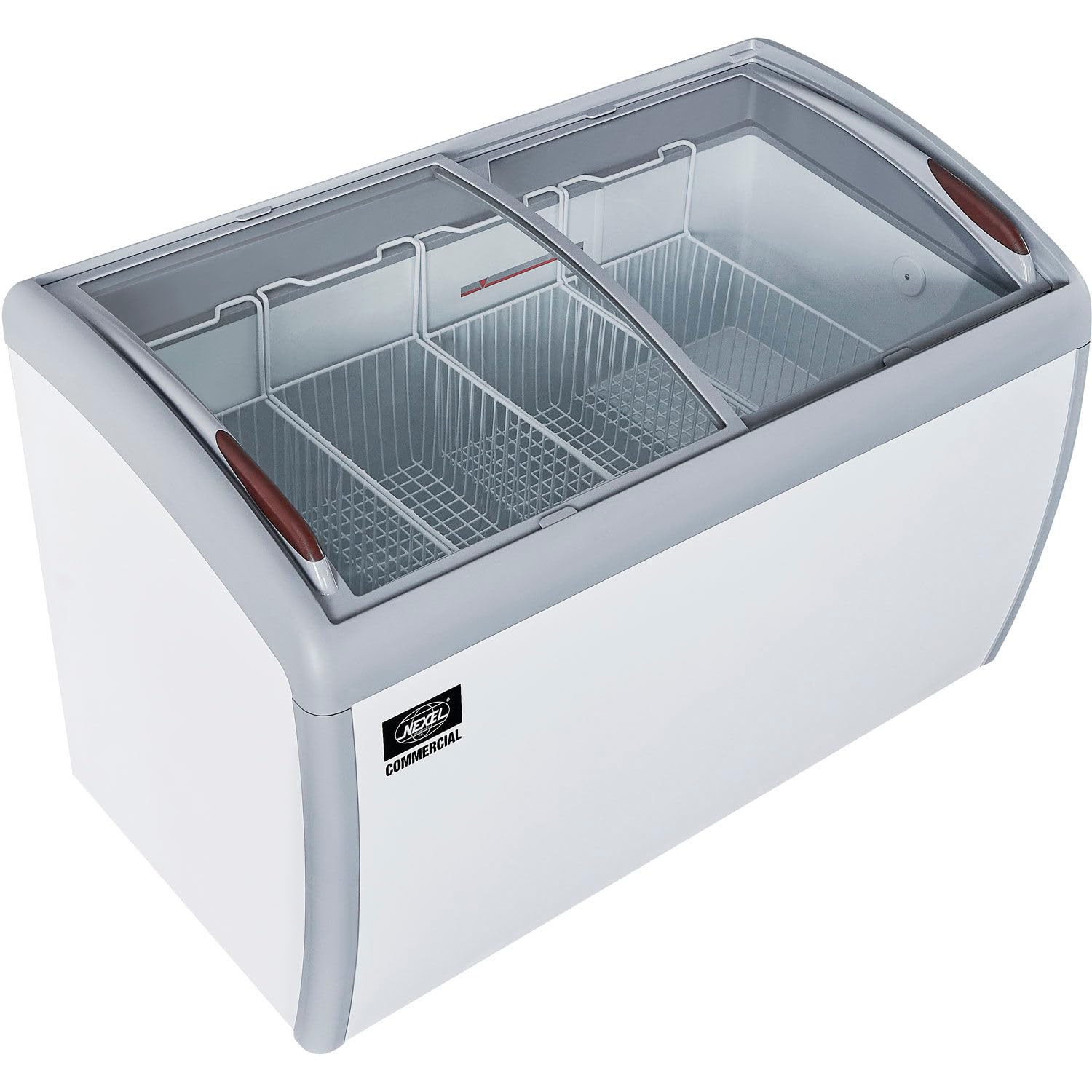 Nexel Ice Cream Freezer, Curved Glass Lid, 49