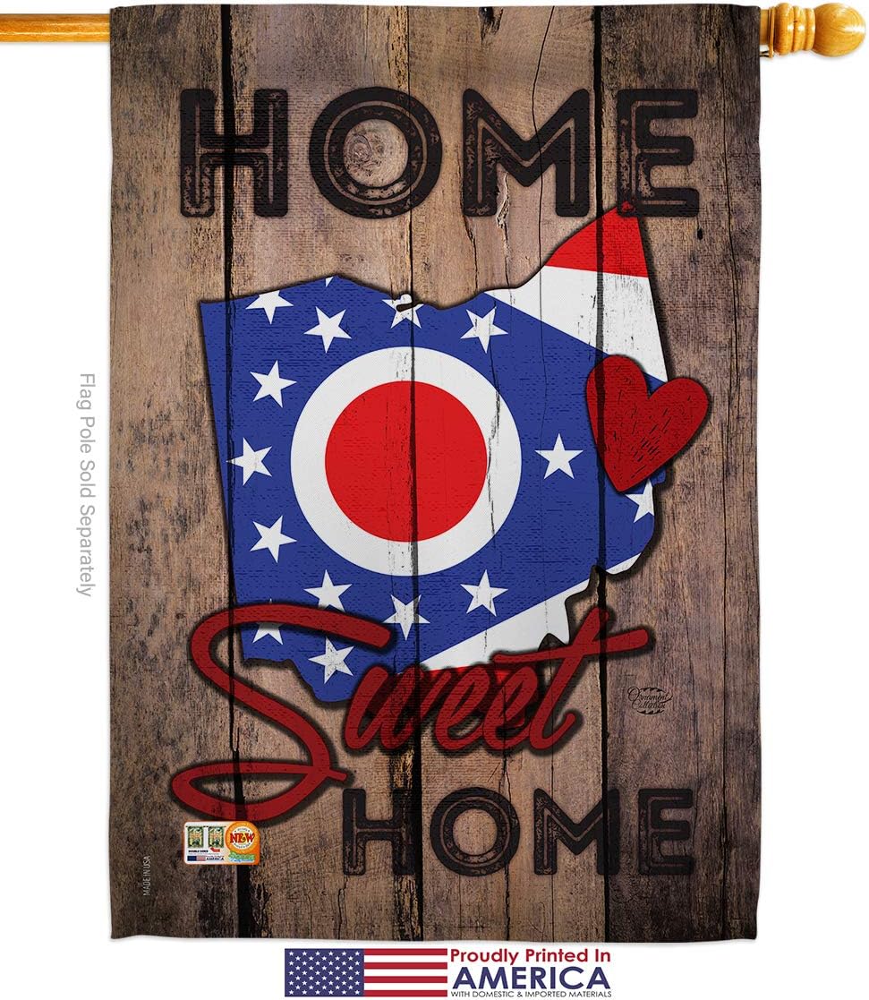 State Ohio Home Sweet House Flag Americana States USA American Territories Republic Country Particular Area Small Decorative Gift Yard Banner Made In 28 X 40