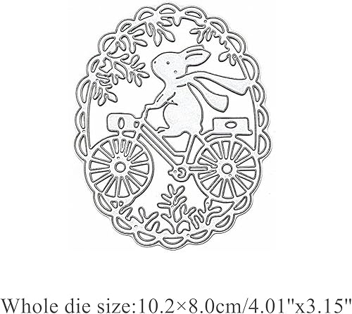 Miniatura 2 de Troqueles de metal de conejo de ciclismo, diseño de conejito de Pascua, marco de bicicleta, plantillas de troqueles de corte, manualidades, tarjetas