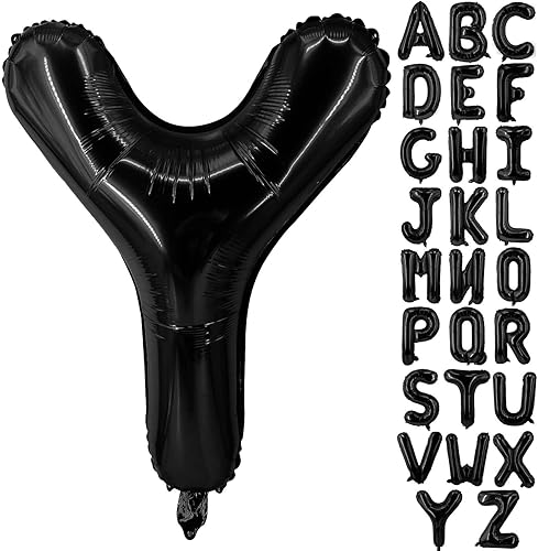 Lovoir Globos grandes de 40 pulgadas con letras Y negras de gran tamaño, globo de helio de aluminio de Mylar para decoración de fiesta de