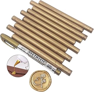 VARACL 10PCS Sealing Wax Sticks for Letter Vintage Wax Seal Stamp, Glue Gun Seal Wax for Wedding Invitations Envelopes Greeting Gift Cards, with A Metallic Gold Wax Seal Pen (Antique Gold)