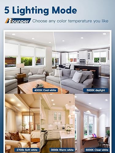 Miniatura 9 de BBounder LED empotrable de iluminación, 12 paquetes, regulable, calificación húmeda, LED Downlight con borde de deflector, luces de lata,