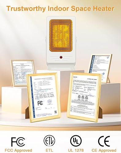 Miniatura 9 de Calentadores de espacio portátiles para uso en interiores, calentador de escritorio con calentamiento rápido PTC 2s de 900 W, diseño de ángulo