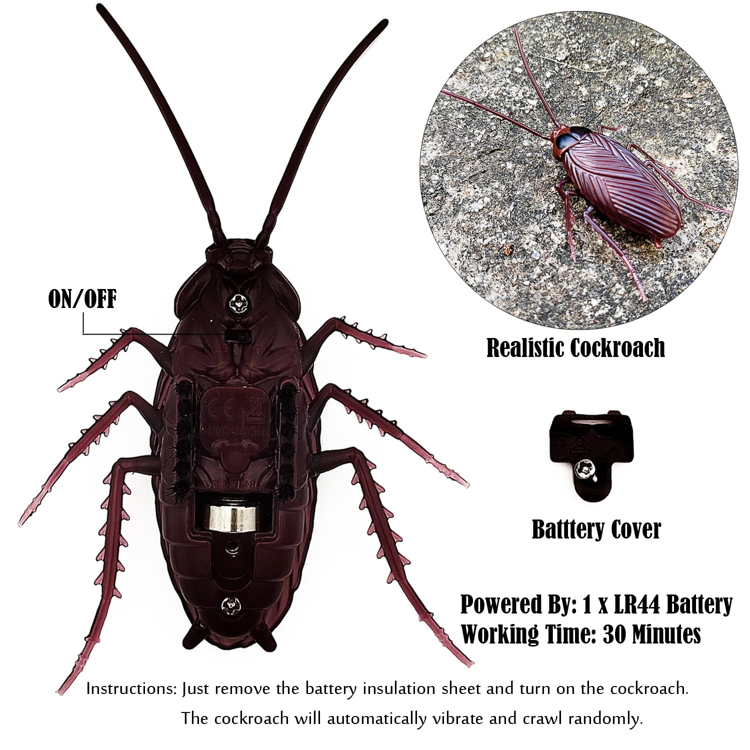 Amazon.com: Tipmant Electric Cockroach Roach Animal Toy Vibration Crawling  Pets Cat Dog Puppy Teasing Toys Prank Scary Kids Gifts : Pet Supplies