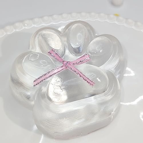 2.76 Inch Cat Paw Squeeze Toy - Handmade Glitter Transparent Paw, Cute Soft Stress Relief Fidget Toy Suitable for Adults - Transparent