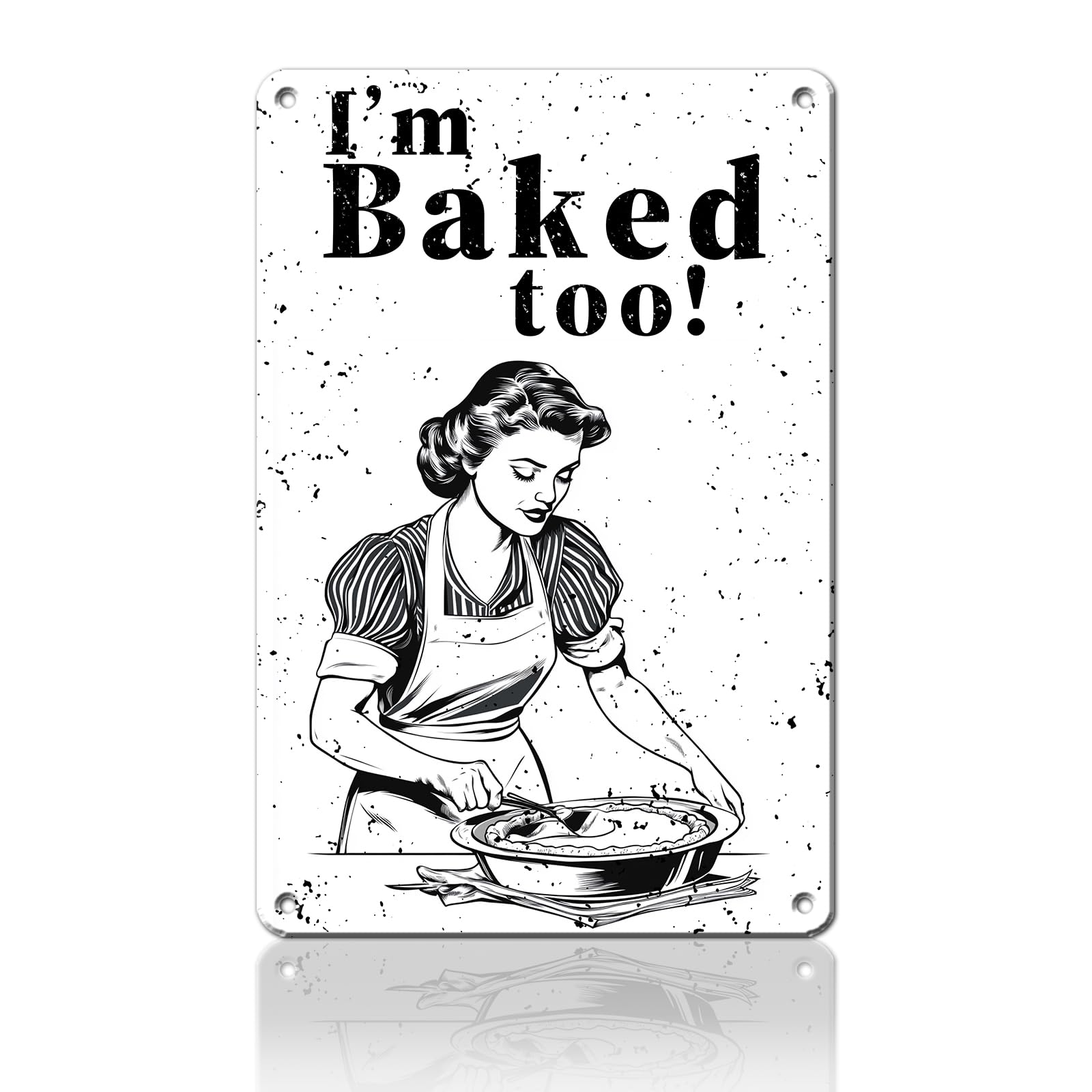 Anceky Funny Sign I'm Baked Too Metal Tin Sign Retro Wall Decor for Yard Outside Outdoor Garden Home 12×16 Inch