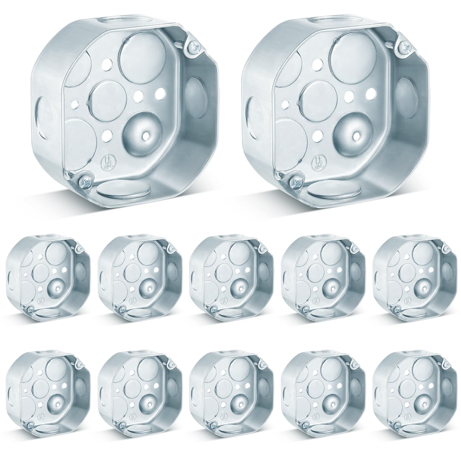 8 Pcs Metal Electrical Junction Box Deep Square Electrical Box Silver Galvanized Steel Drawn Construction (4 x 1-1/2 Inch,Groovy)