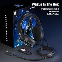 Vista 7 de Auriculares para juegos de PC, auriculares con cable para PS5, PS4, Nintendo Switch, auriculares Xbox One con sonido estéreo, auriculares plegables
