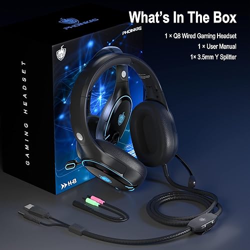 Miniatura 7 de Auriculares para juegos de PC, auriculares con cable para PS5, PS4, Nintendo Switch, auriculares Xbox One con sonido estéreo, auriculares plegables