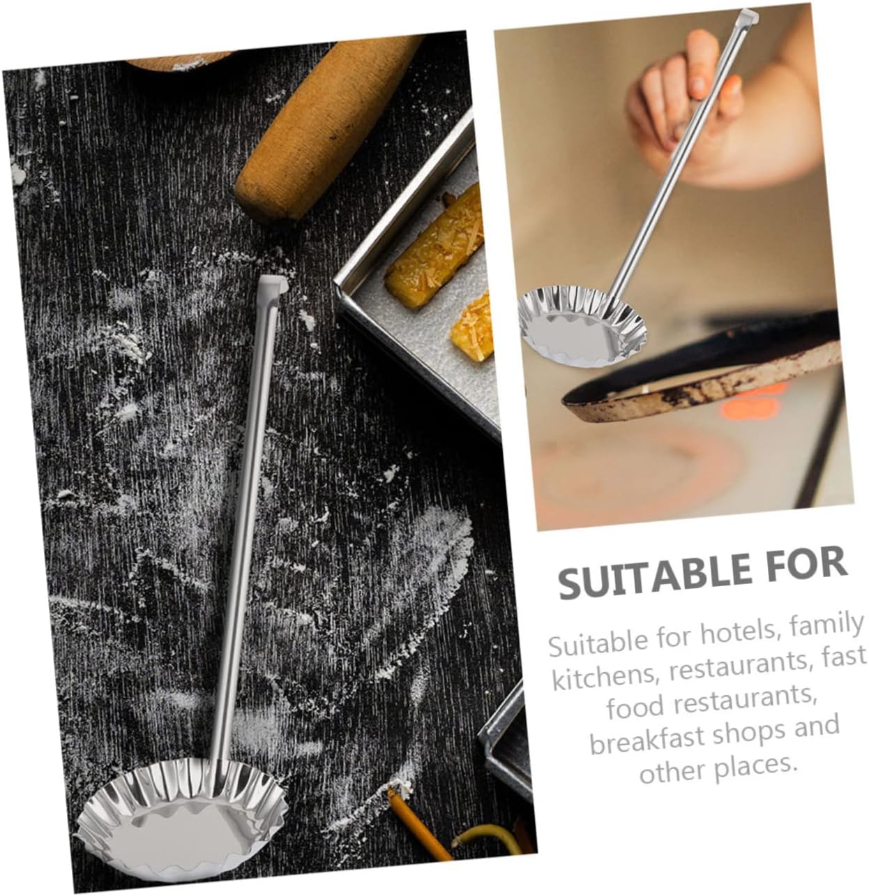 6pcs Stainless Steel Frying Mold Silver Kitchen Utensil Ergonomic Handle Cooking Molds for Home