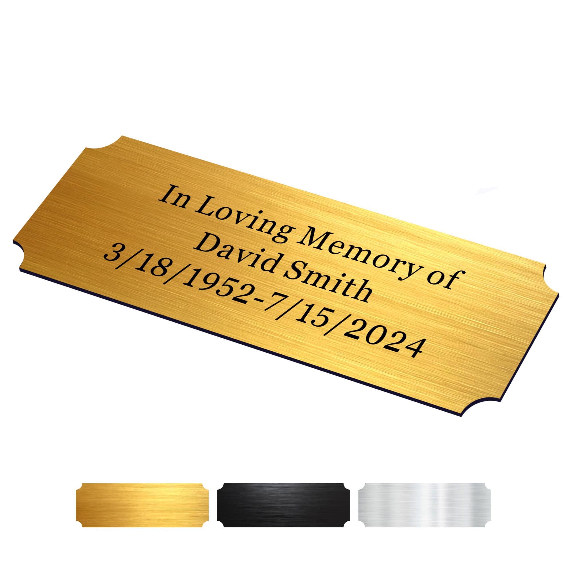 Engraved Plaques Personalised Memorial Plaques for Doors Urns Solid Metal Plate Engraved 1x3in Name Plate Name Label Plaque Name Tags with Adhesive Backing (Gold-1x3in, Design 1)