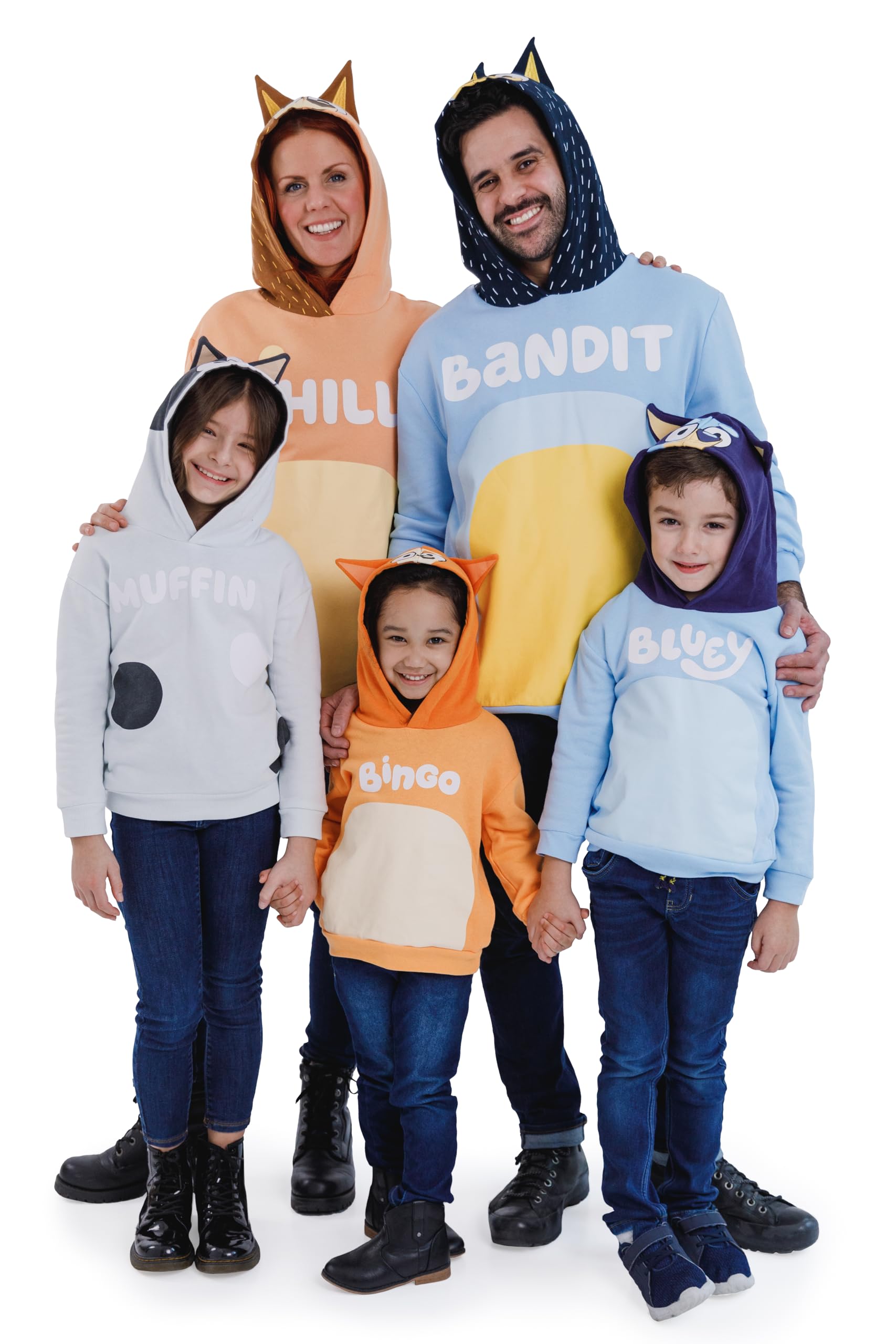 Bluey Bingo Dad Mom Fleece Matching Family Cosplay Pullover Hoodie Infant to Little Kid