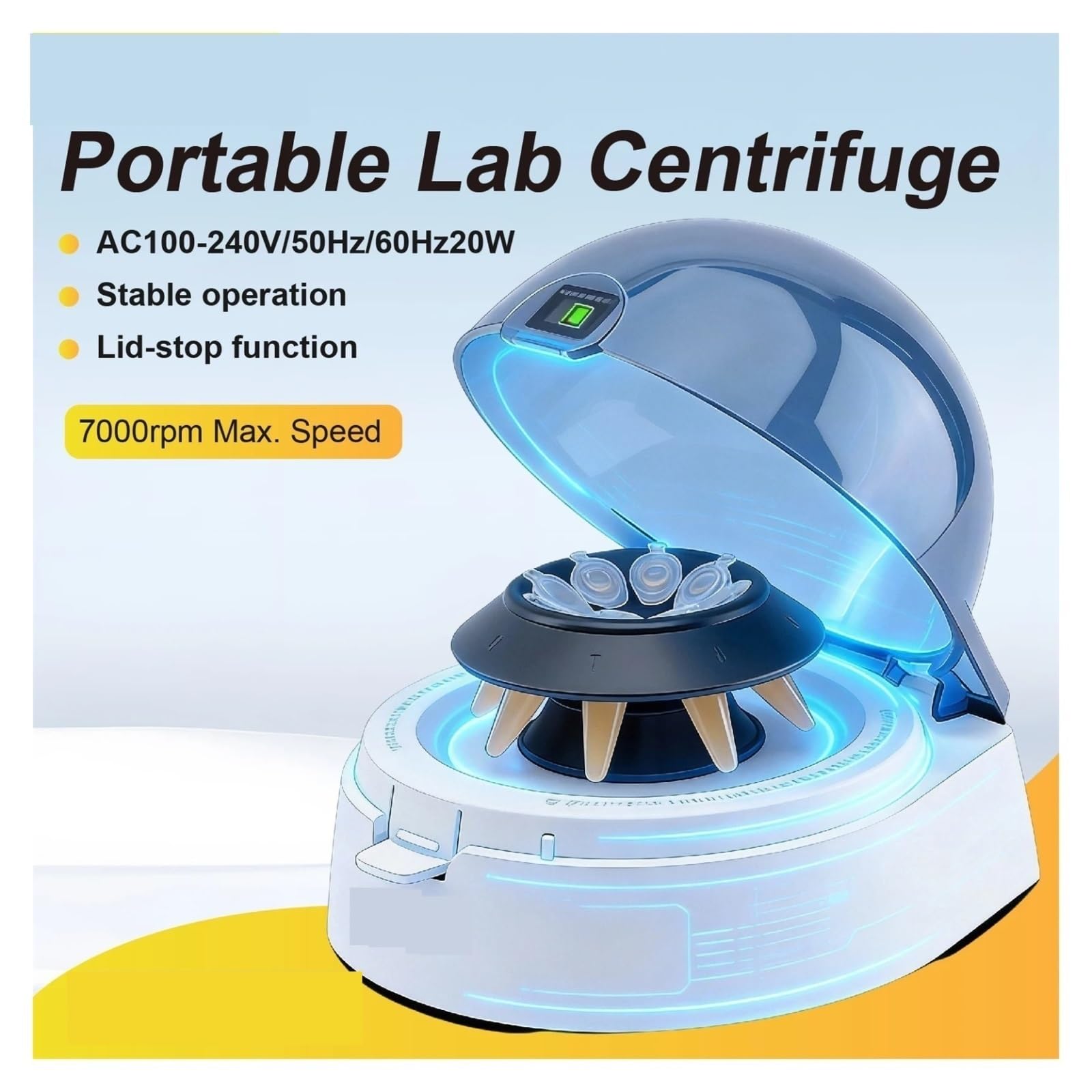 Centrífuga de mesa, Mini Centrífuga Microcentrífuga 7000 RPM De 0,2 Ml Tubo PCR Laboratorio Portátil Sobremesa Pantalla Digital | ONI-7080E