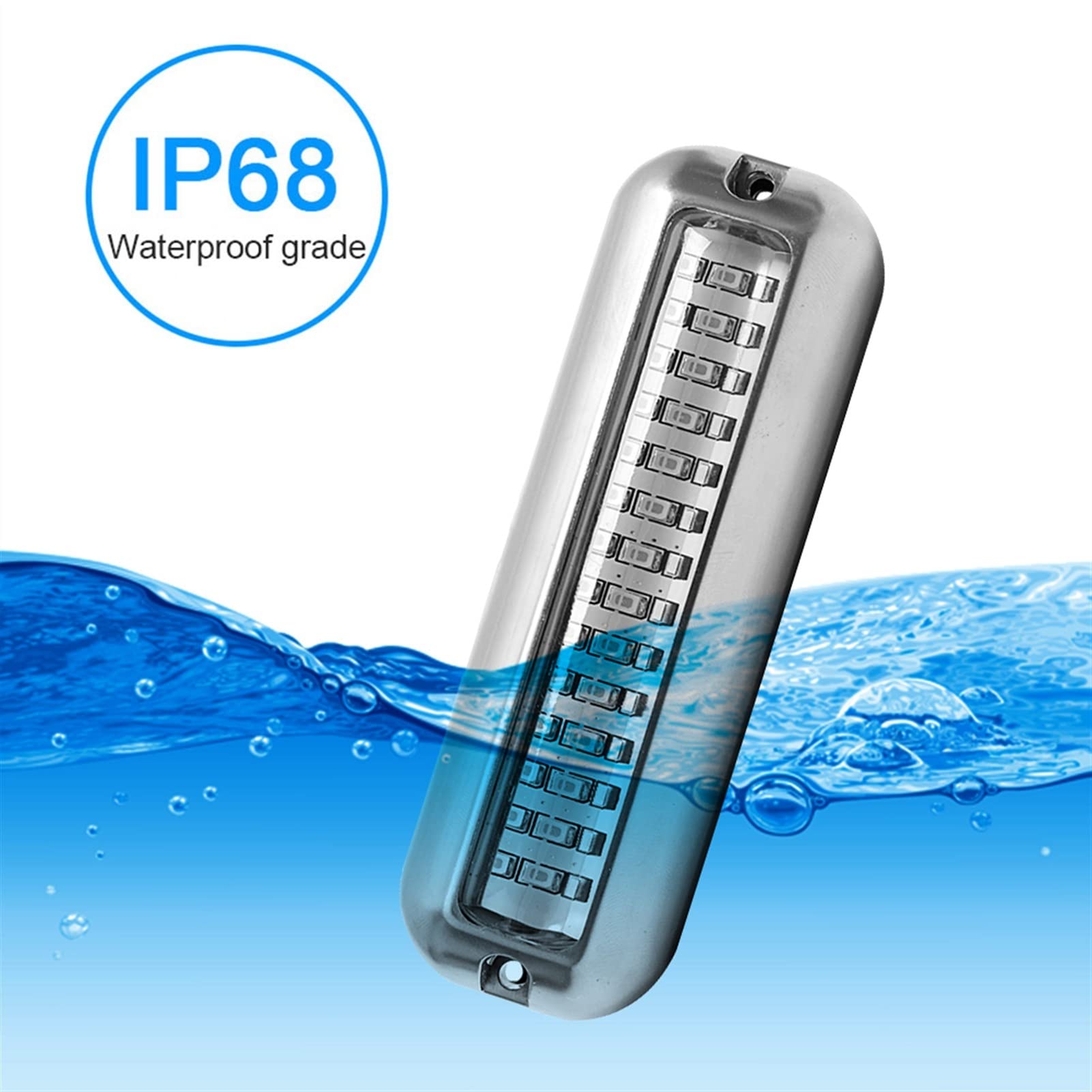 Eclairage Piscine Universal 42 LED Bateau en acier inoxydable TRANSOM CLASSEMENT 50W Luminaires sous-marins Éclairage paysager for accessoires de bateau marin IP68 Étanche Lampe LED Submersible ( Colo