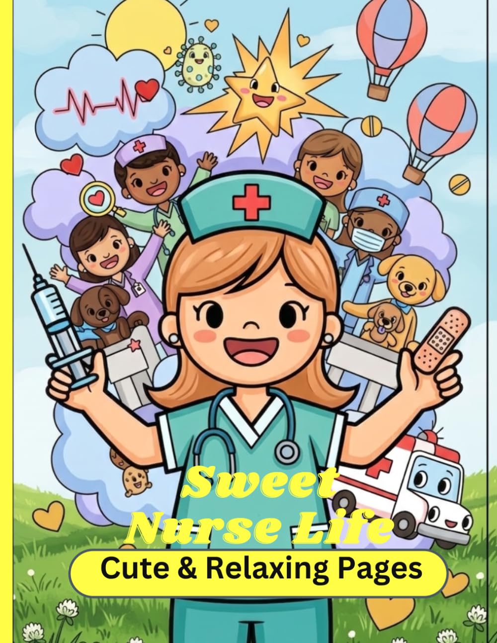 Cute Nurse Life: A Relaxing Coloring Journey with 60 Unique Illustrations for Healthcare Heroes: Coloring Book