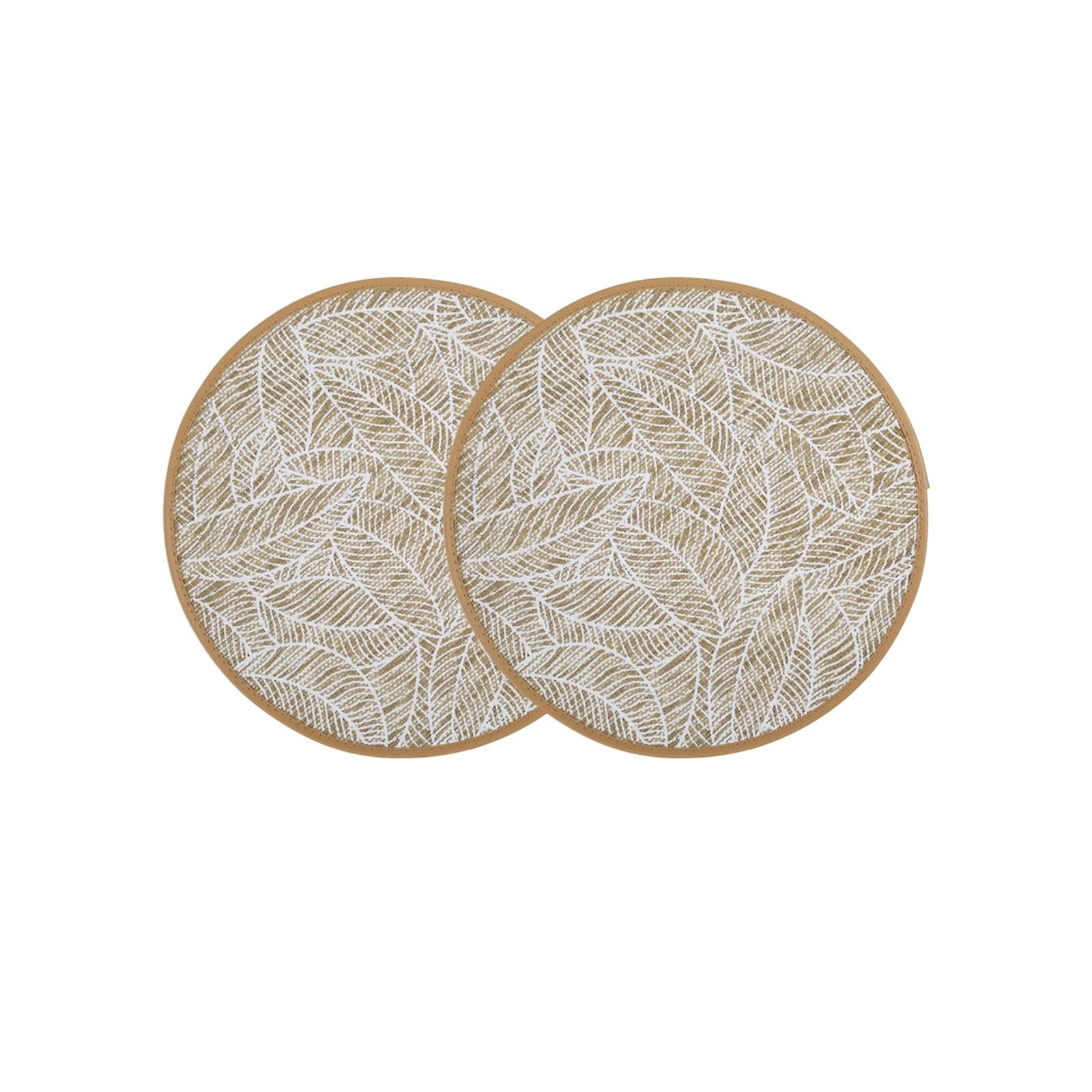 Napperons imprimés en jute et finitions faux cuir blanc haut de gamme