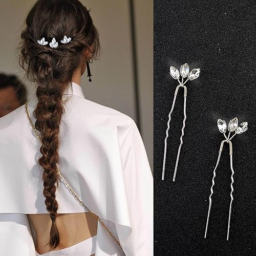 Miniatura 3 de 5 horquillas para el pelo de boda para novia, pinzas de pelo de diamantes de imitación plateados, accesorios para el cabello de novia, horquillas