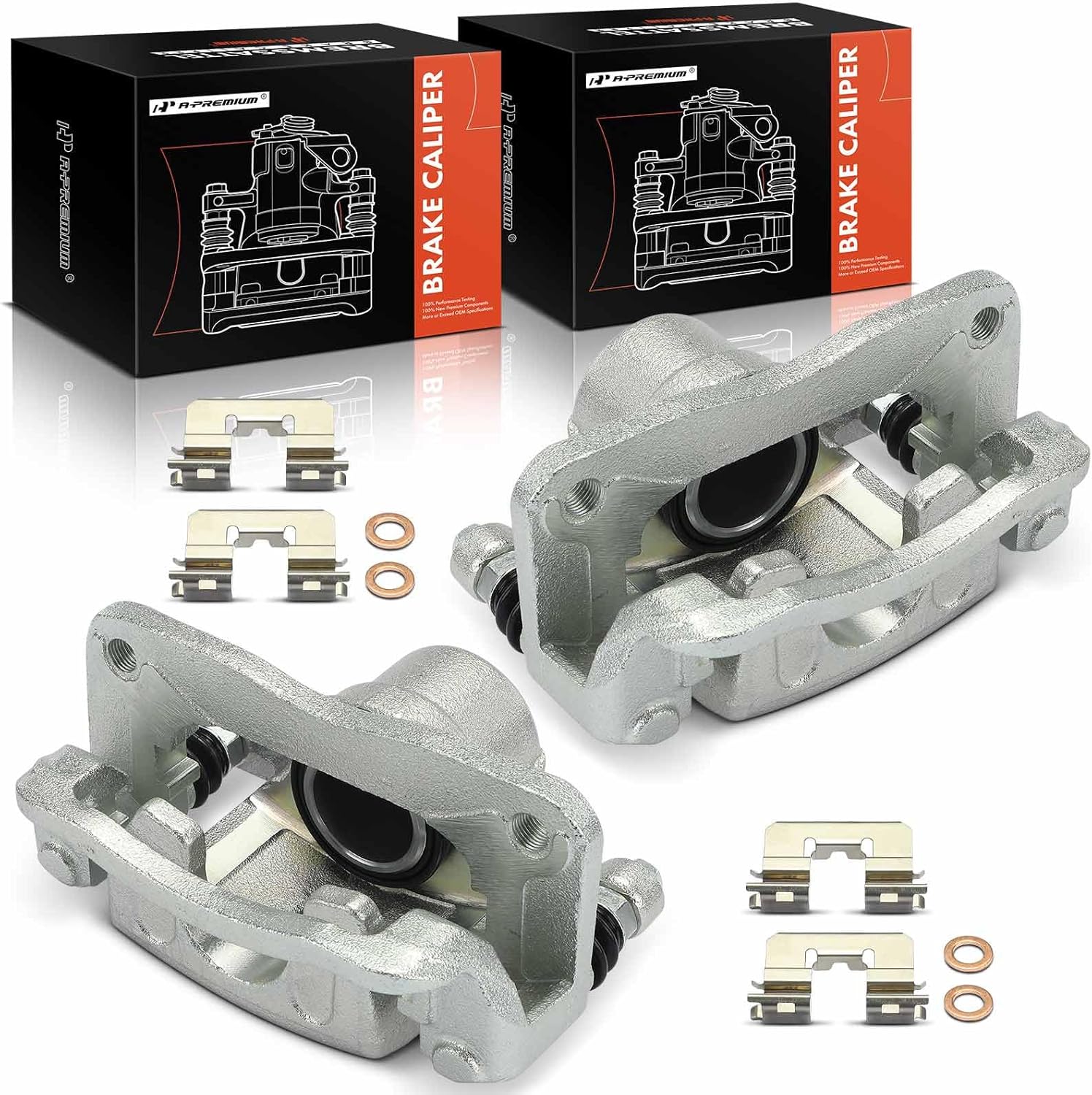 A-Premium Disc Brake Caliper Assembly with Bracket Compatible with Select Hyundai Models - Genesis 2009 2010 2011 - Rear Driver and Passenger Side, 2-PC Set