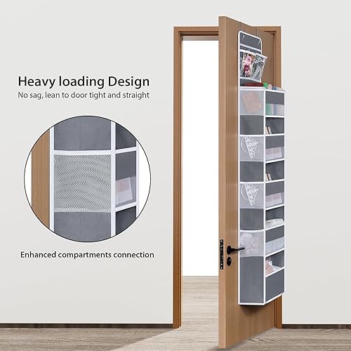 Miniatura 3 de Univivi Organizador colgante para colgar sobre la puerta con 5 bolsillos grandes y 2 pequeños bolsillos de PVC para cosméticos, organizador de