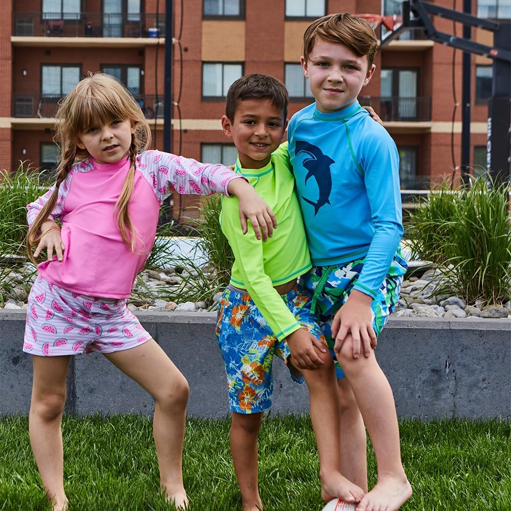 Kids Swim Set for Girls & Boys with Long Sleeve Rash Guard, Swim Shorts, Sunglasses for Ages 3-10 Years - Image 2