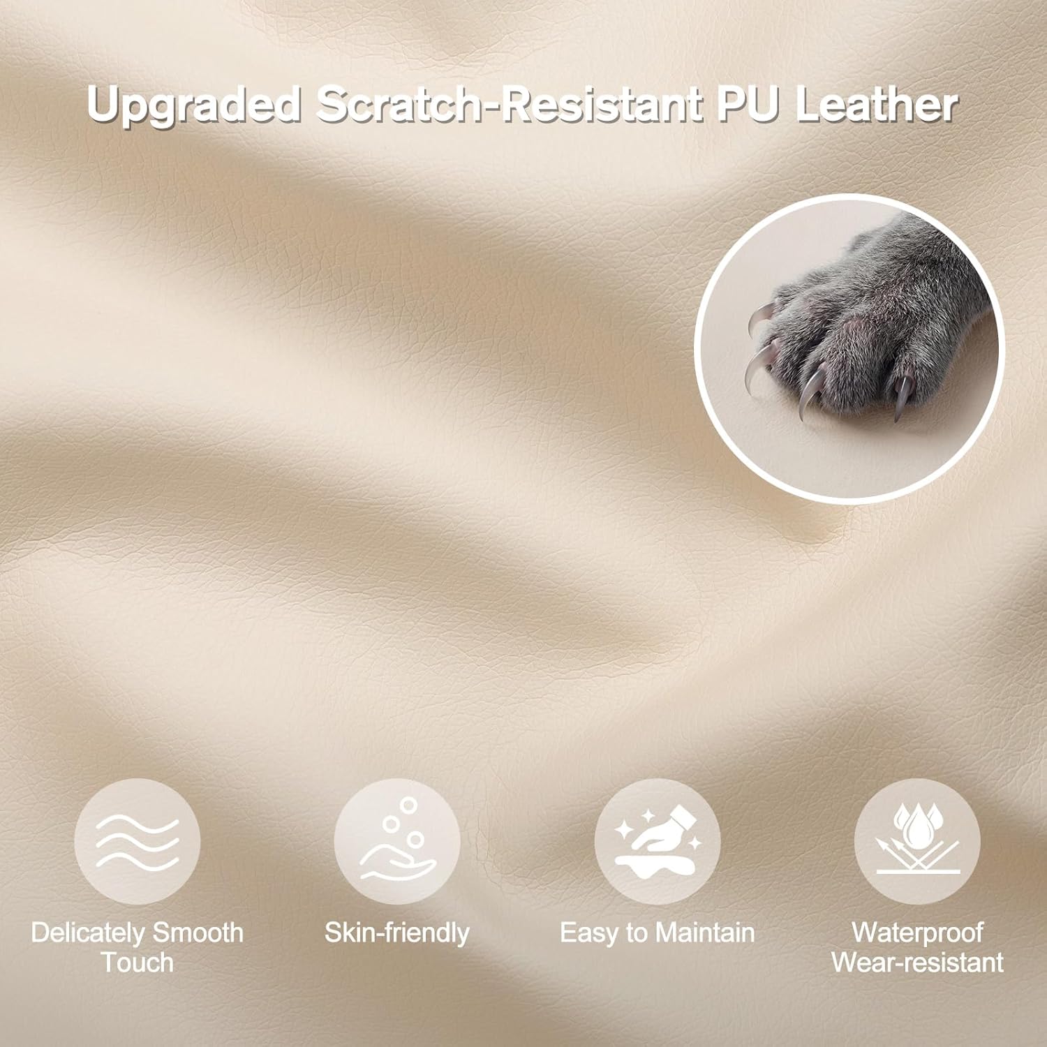 High Back Ergonomic Home Office Chair with Headrest, Adjustable Swivel Desk Chair with Armrests, Faux Leather Executive Computer Chair for Home Office Workspace, Beige