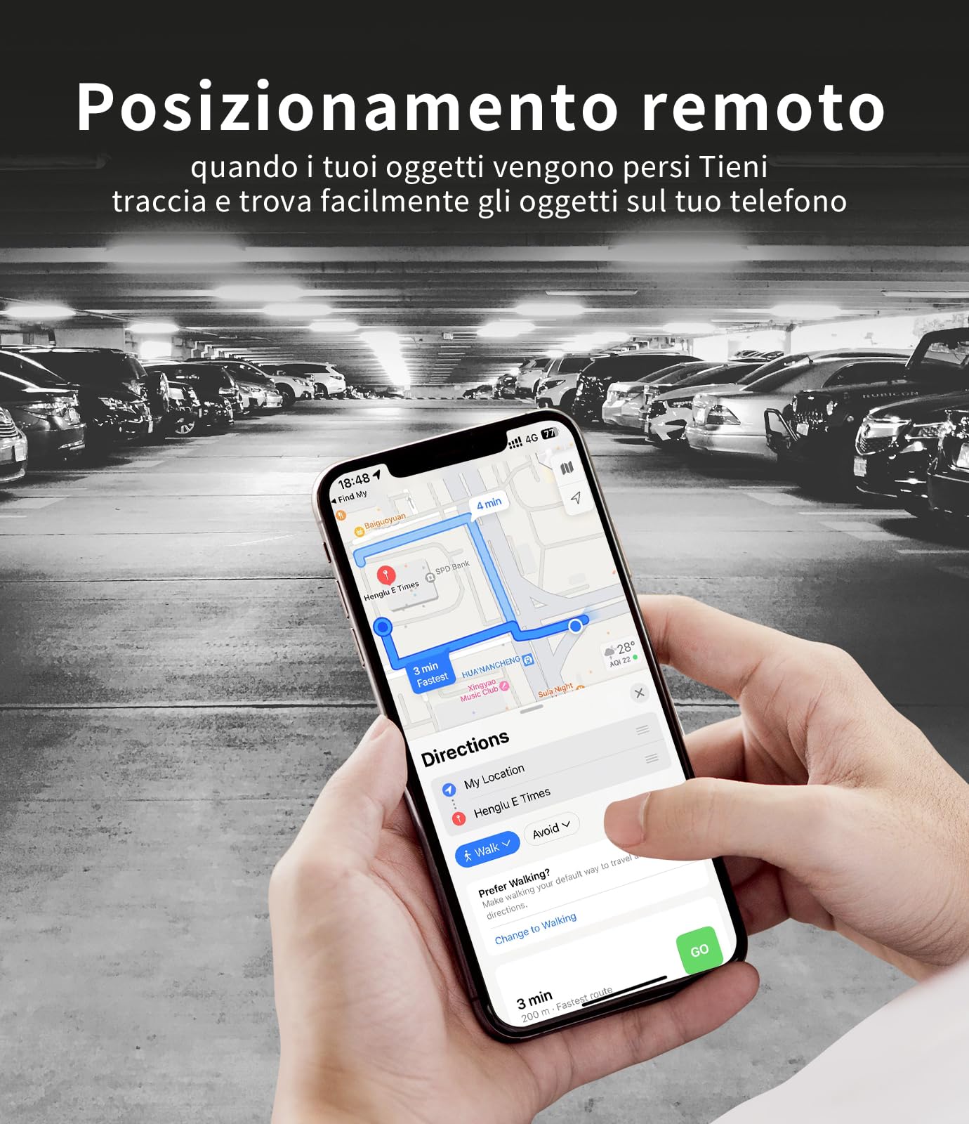 Boscznorp Air Tracker Tag 4 pezzi Compatibile con Apple Dov'è (solo iOS) Batteria ultrasottile e sostituibile Air Tracking per chiavi, bagagli, valigie,Viene fornito con portachiavi