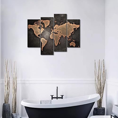 Miniatura 4 de Mapa general del mundo en fondo negro, arte para pared, pintura, foto, impresión en lienzo, imagen para decoración moderna del hogar