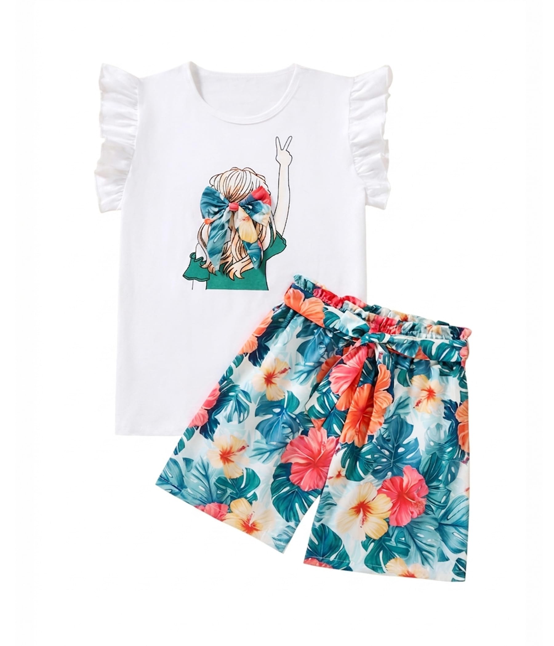 Girls Summer Outfits Cute Sleeveless Top High Waisted Short Sets with Pockets Teen Girl Clothes Size 6-14 T