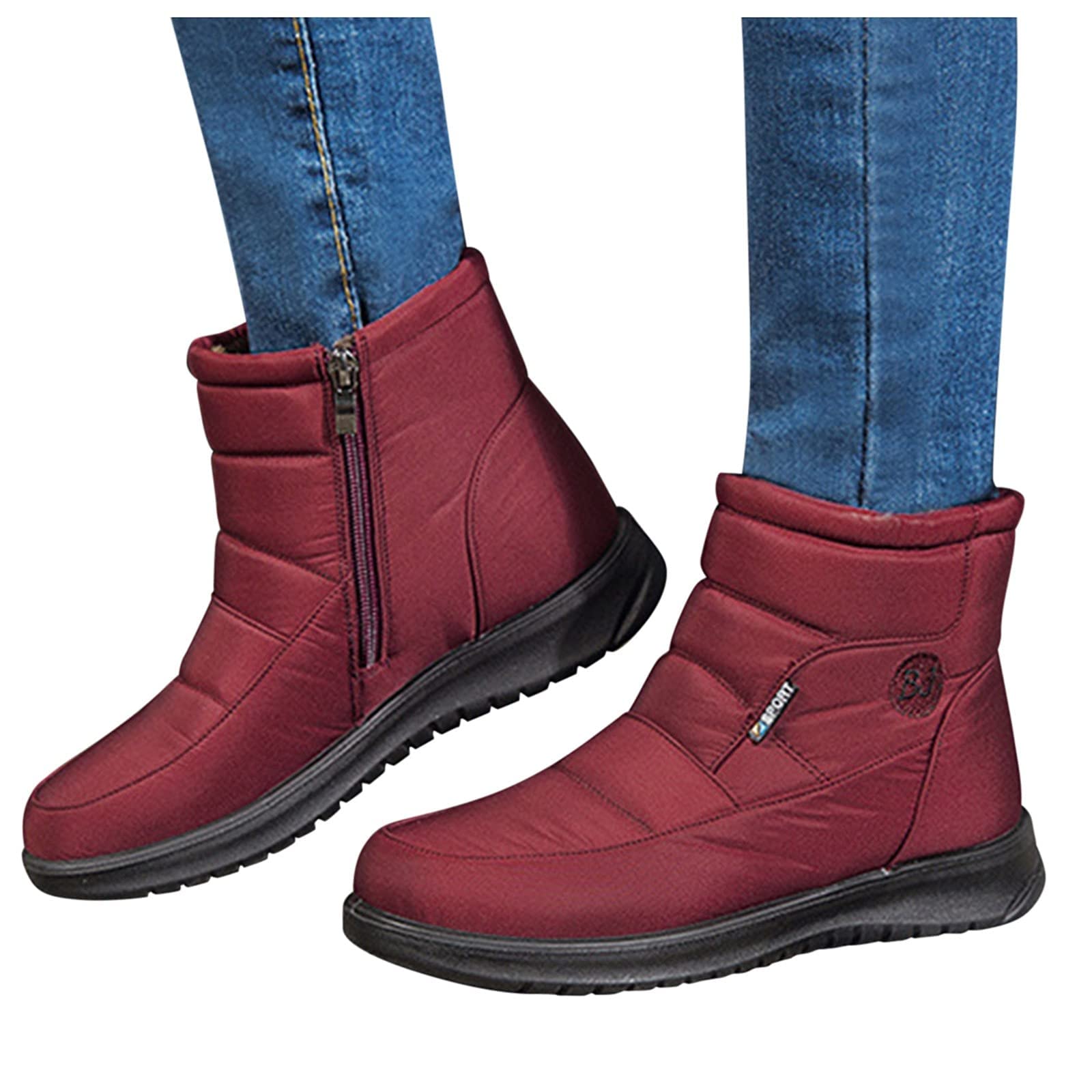 ZBYY Women Snow Boots Fur Lined Warm Winter Anti-Slip Ankle Booties Waterproof Slip On Outdoor Comfortable Shorts Booties Shoes