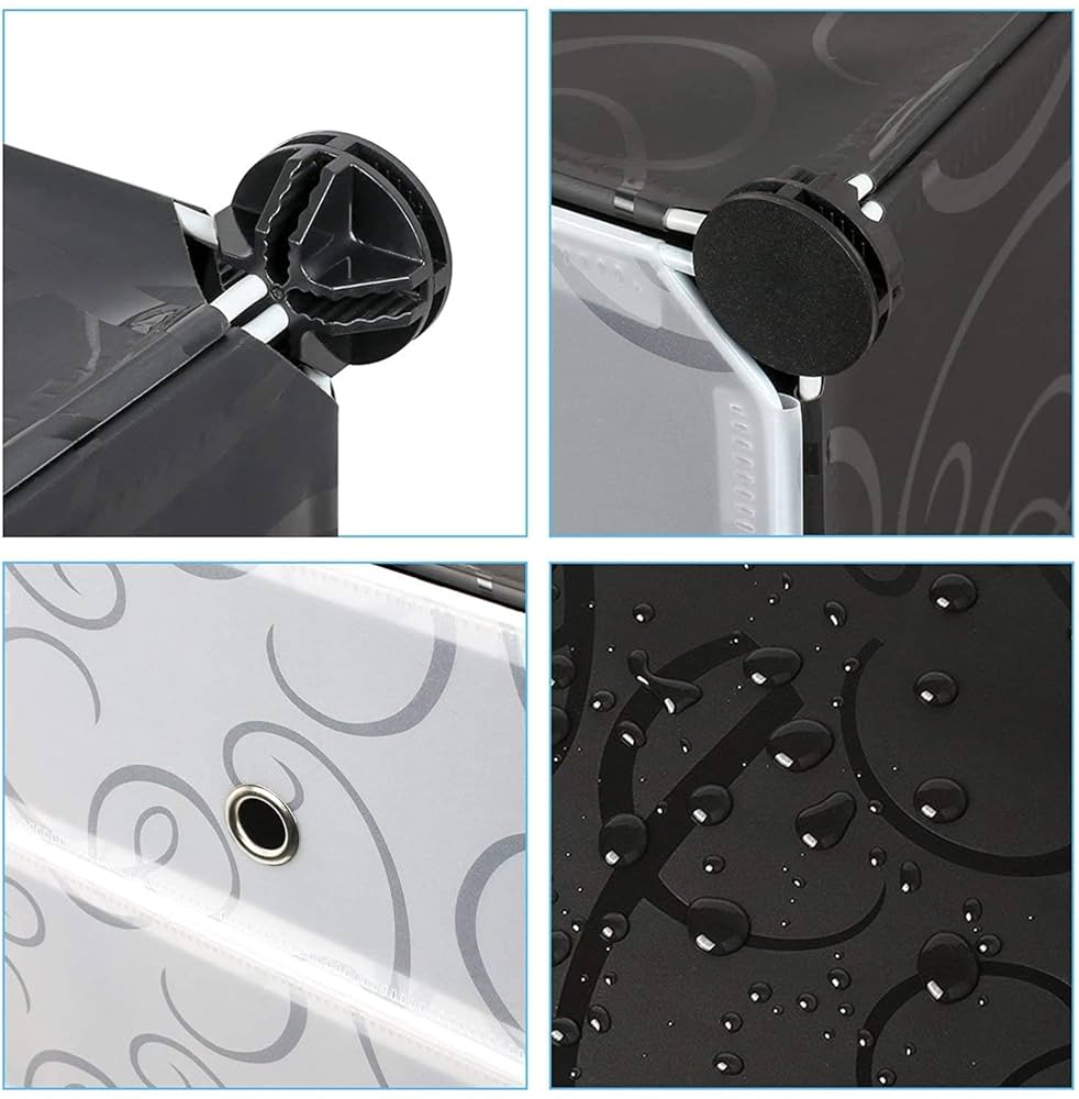 Armoire à Chaussures MONDEER - 6 Cubes Empilables - 83x31x93 Cm - Transparent & Noir - Rangement Pratique