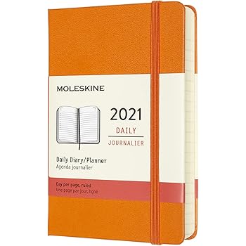 Amazon Com Moleskine 12 Month 2021 Daily Planner Hard Cover Pocket 3 5 X 5 5 Cadmium Orange Dhm2112dc2y20 Office Products