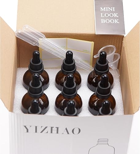 Miniatura 44 de YIZHAO Botella cuentagotas de vidrio negro de 2 onzas, botellas de tintura con cuentagotas de vidrio, para aceites esenciales, aromaterapia