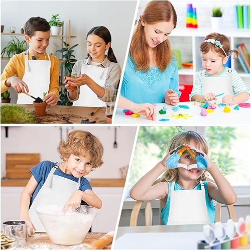 Miniatura 7 de Morcheiong Paquete de 81224 delantales ajustables para niños a granel con 2 bolsillos delantales de pintura para hornear paiting