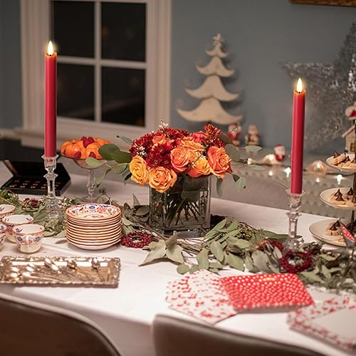 Miniatura 6 de NURADA Flickering Flameless Taper Candles 10 Inch Real Wax Warm 3D Wick LED Battery Operated Fake Candle with Remote Timer for Window Christmas Home